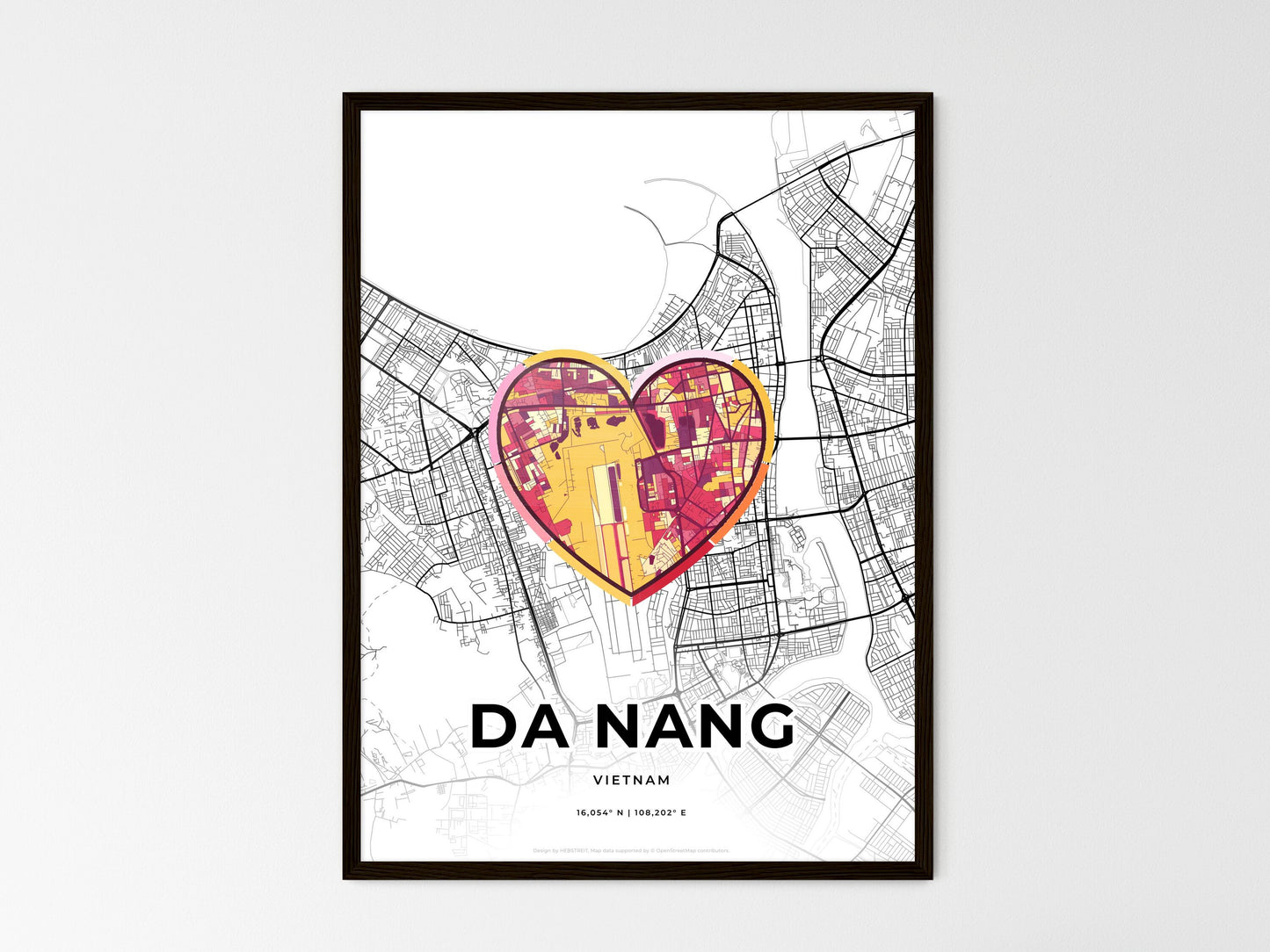 DA NANG VIETNAM minimal art map with a colorful icon. Where it all began, Couple map gift. Style 2
