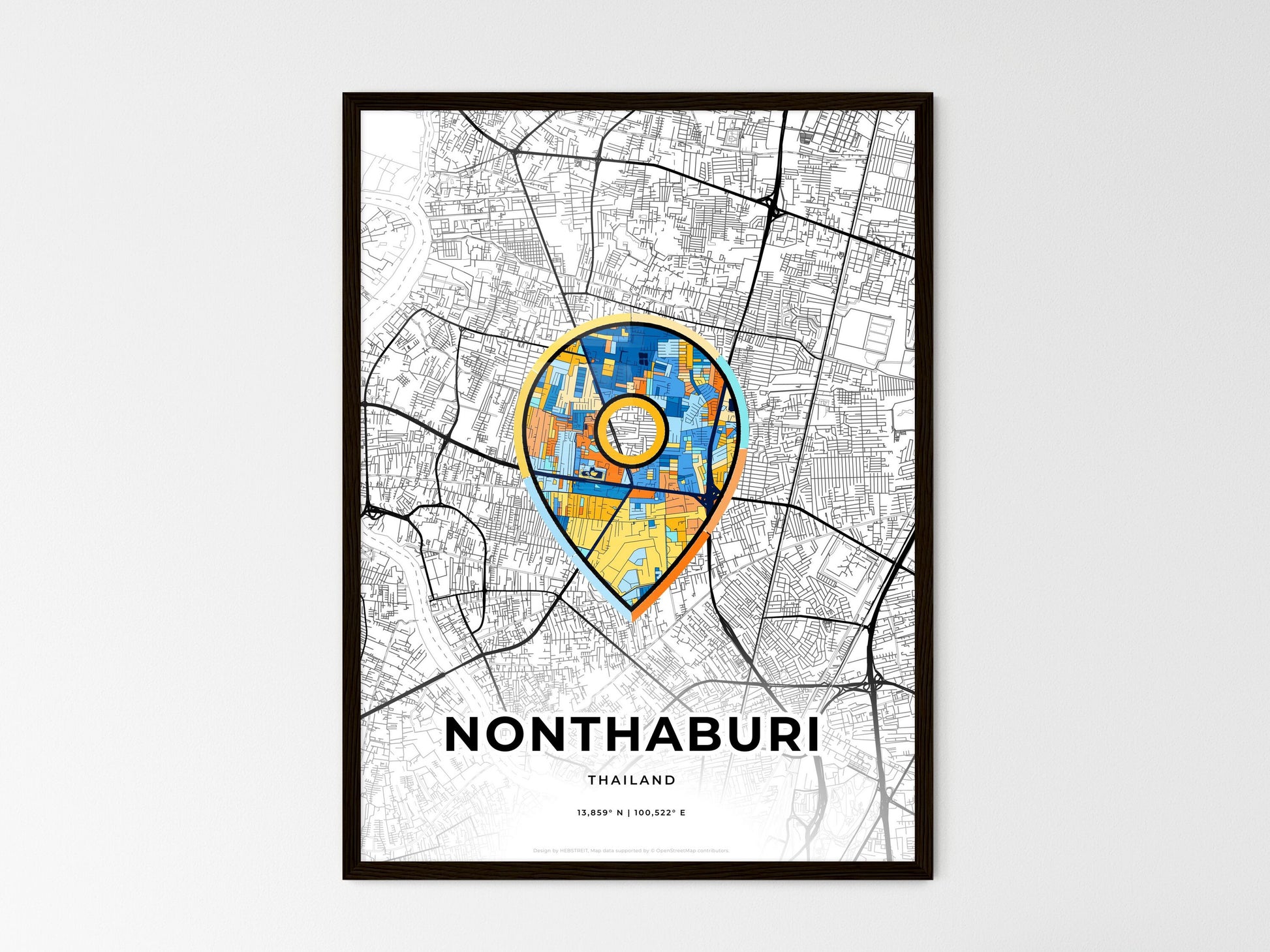 Nonthaburi Thailand wedding art map with pointer icon