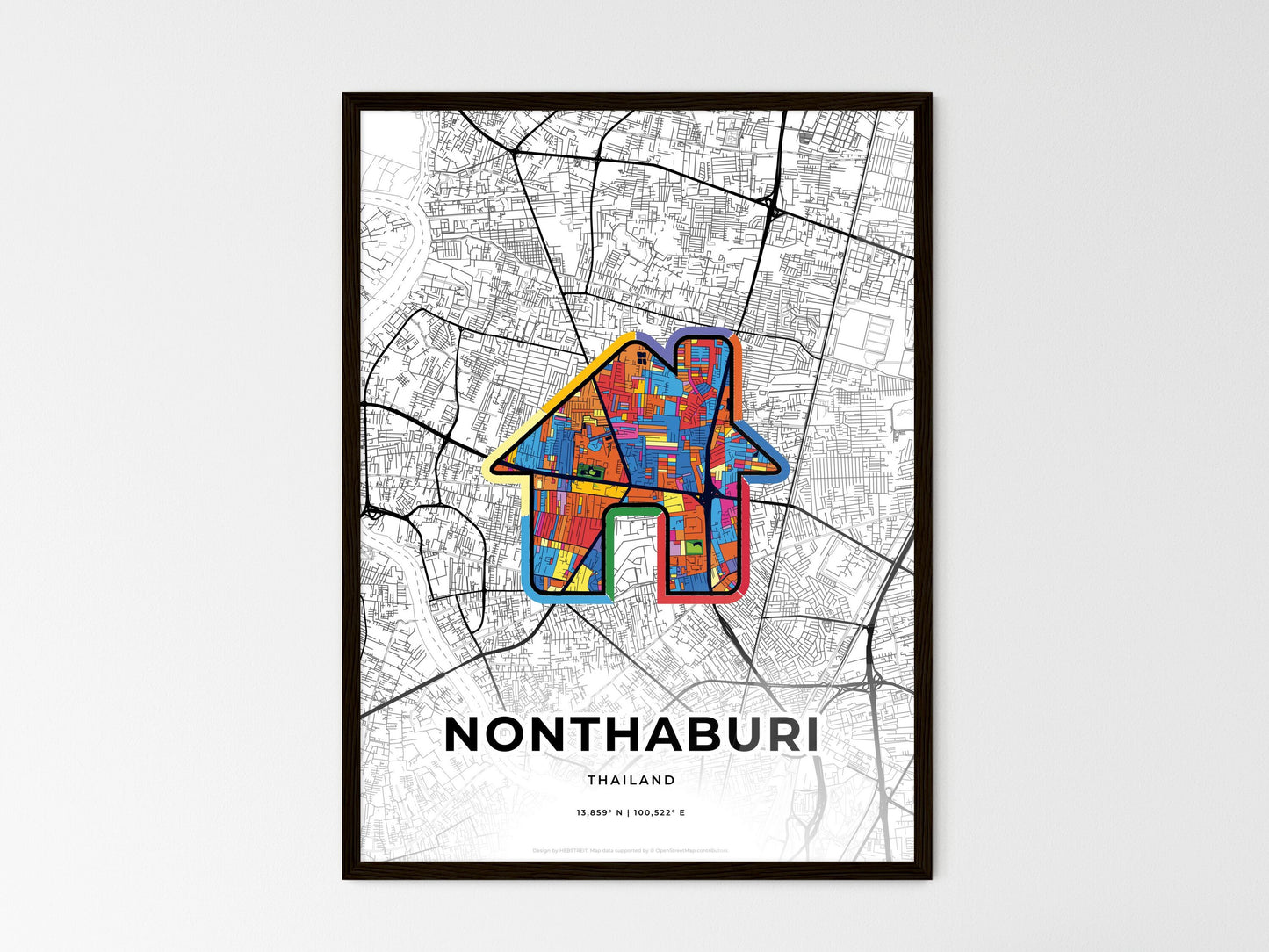 Nonthaburi Thailand wedding art map with home icon