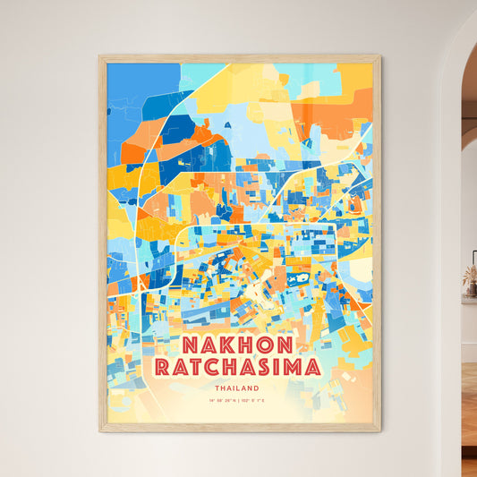 Colorful NAKHON RATCHASIMA THAILAND Fine Art Map Blue Orange