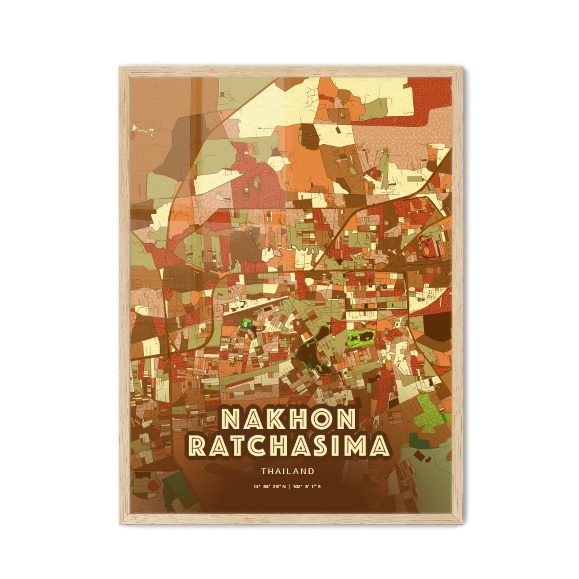 Colorful NAKHON RATCHASIMA THAILAND Fine Art Map Farmhouse