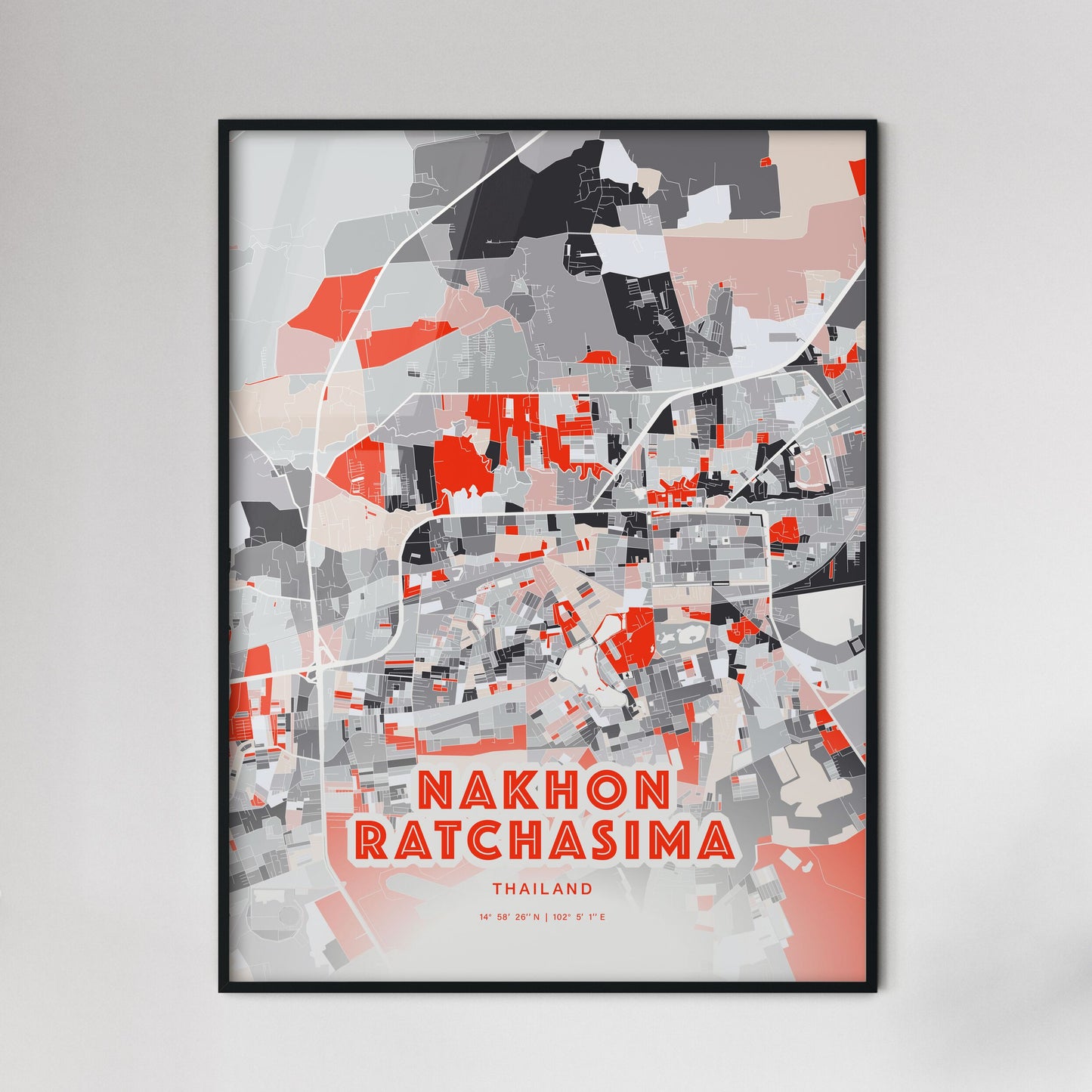 Colorful NAKHON RATCHASIMA THAILAND Fine Art Map Modern