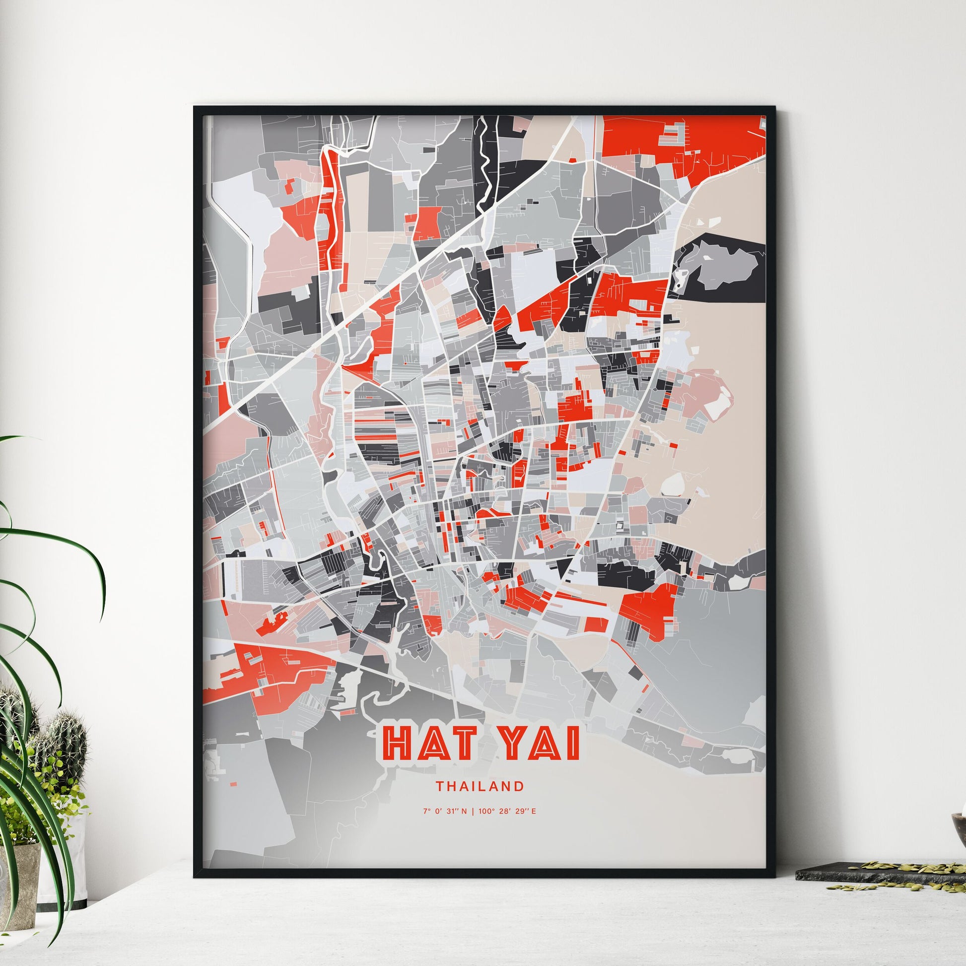 Colorful HAT YAI THAILAND Fine Art Map Modern