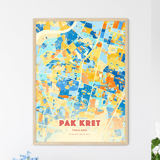 Colorful PAK KRET THAILAND Fine Art Map Blue Orange