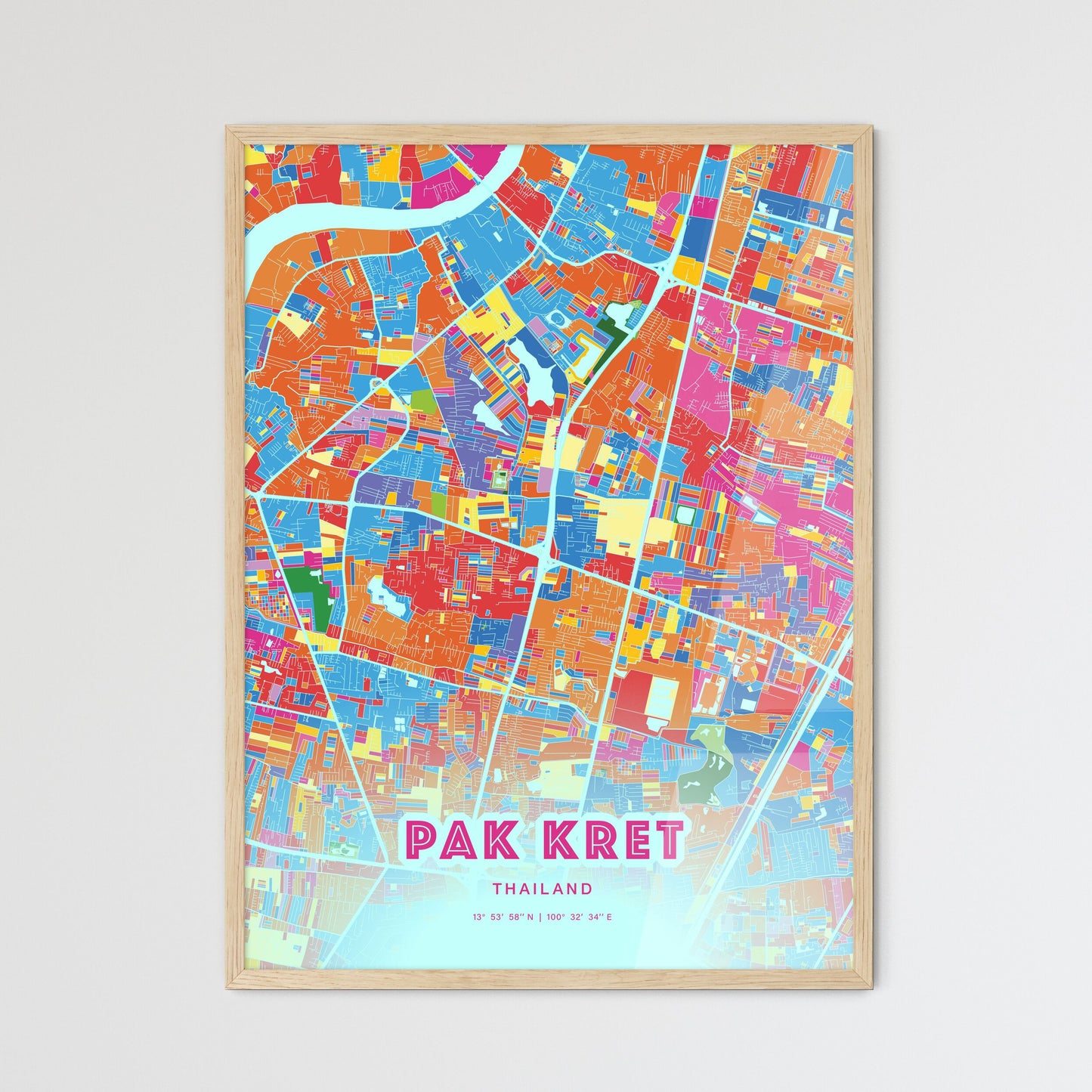 Colorful PAK KRET THAILAND Fine Art Map Crazy Colors