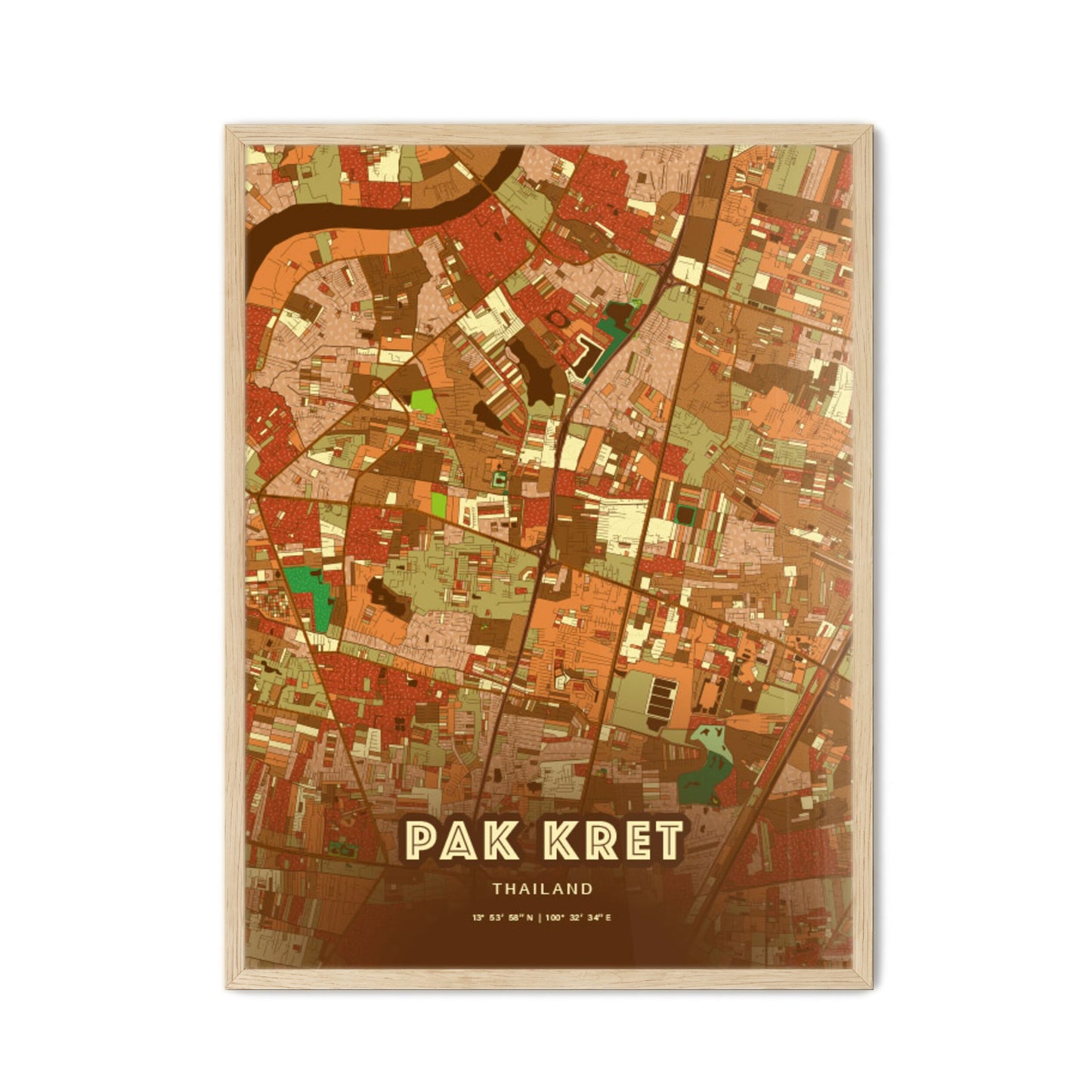 Colorful PAK KRET THAILAND Fine Art Map Farmhouse