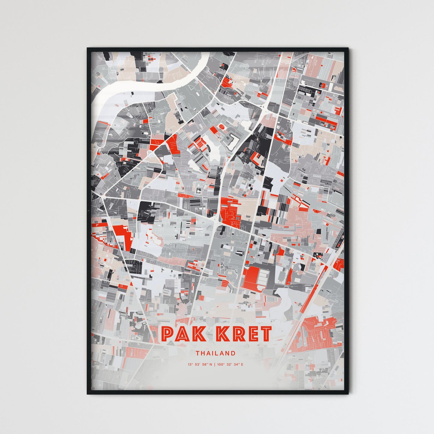 Colorful PAK KRET THAILAND Fine Art Map Modern