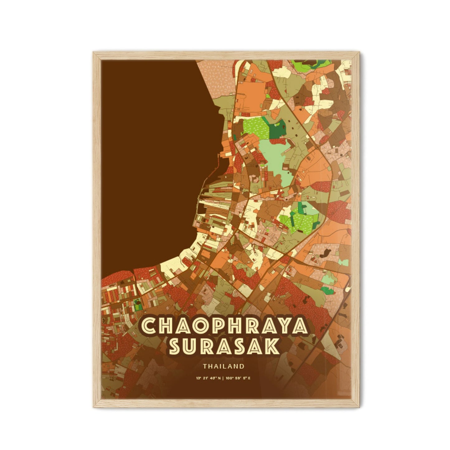 Colorful CHAOPHRAYA SURASAK THAILAND Fine Art Map Farmhouse