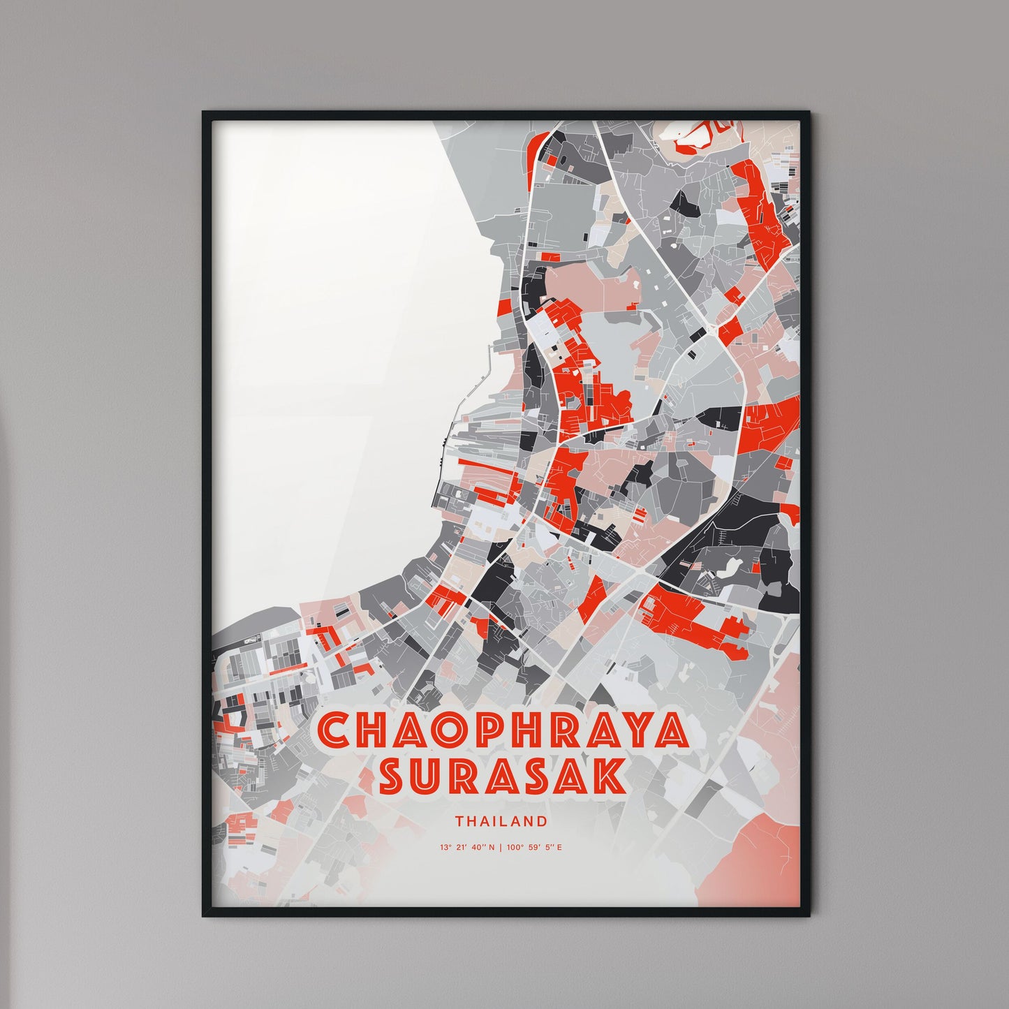 Colorful CHAOPHRAYA SURASAK THAILAND Fine Art Map Modern