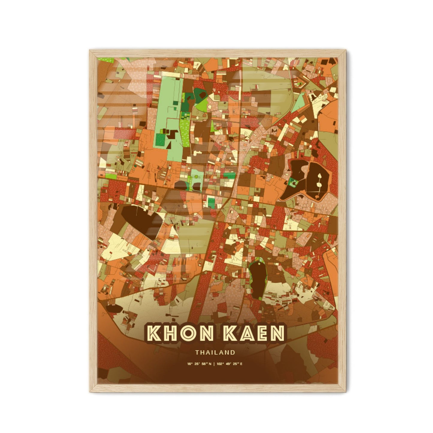 Colorful KHON KAEN THAILAND Fine Art Map Farmhouse