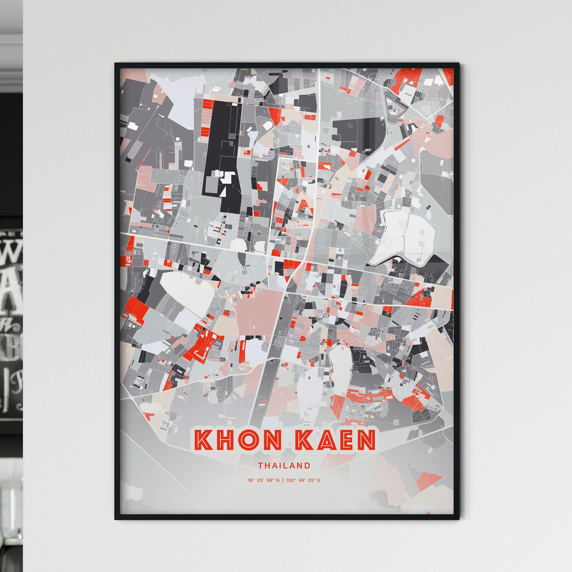 Colorful KHON KAEN THAILAND Fine Art Map Modern