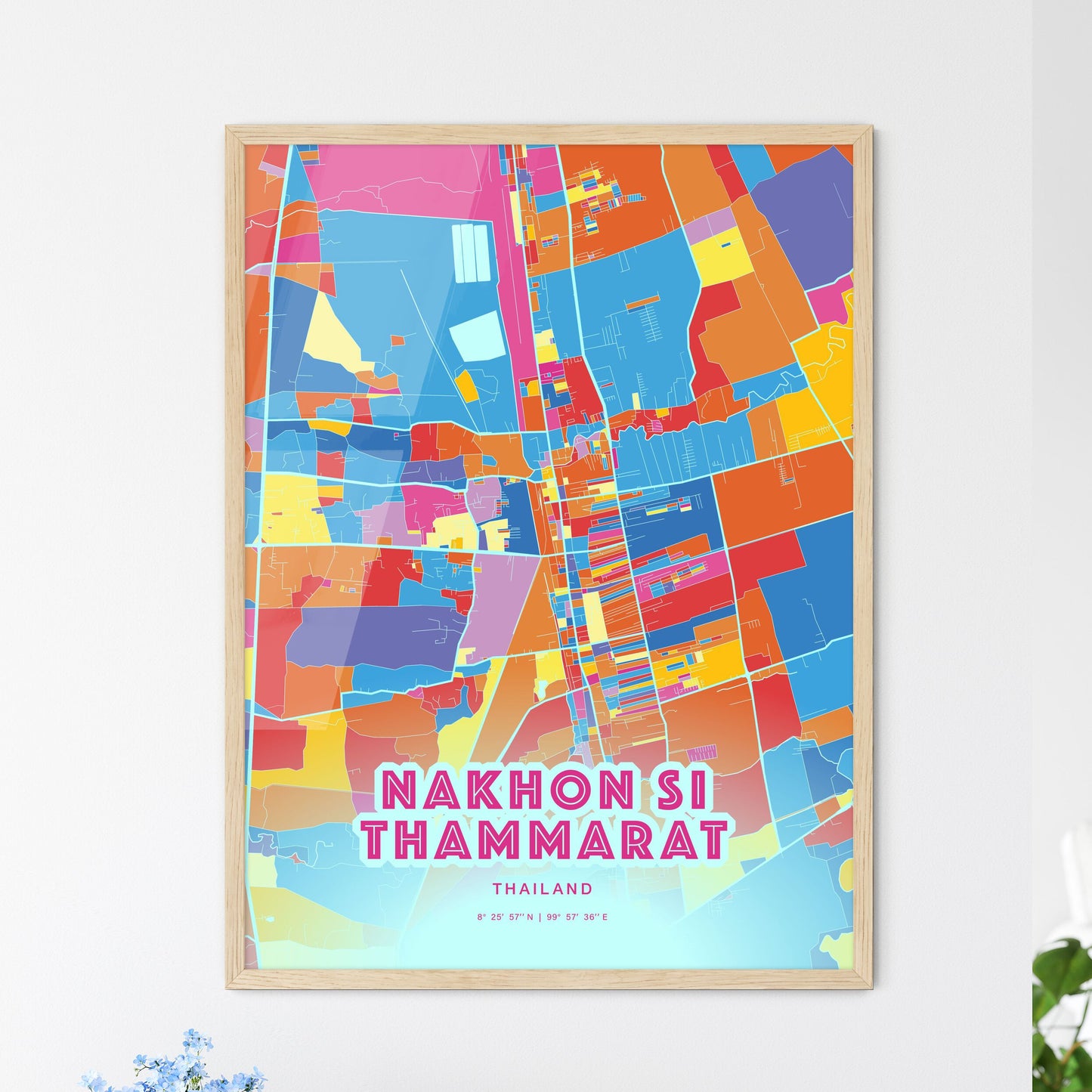 Colorful NAKHON SI THAMMARAT THAILAND Fine Art Map Crazy Colors
