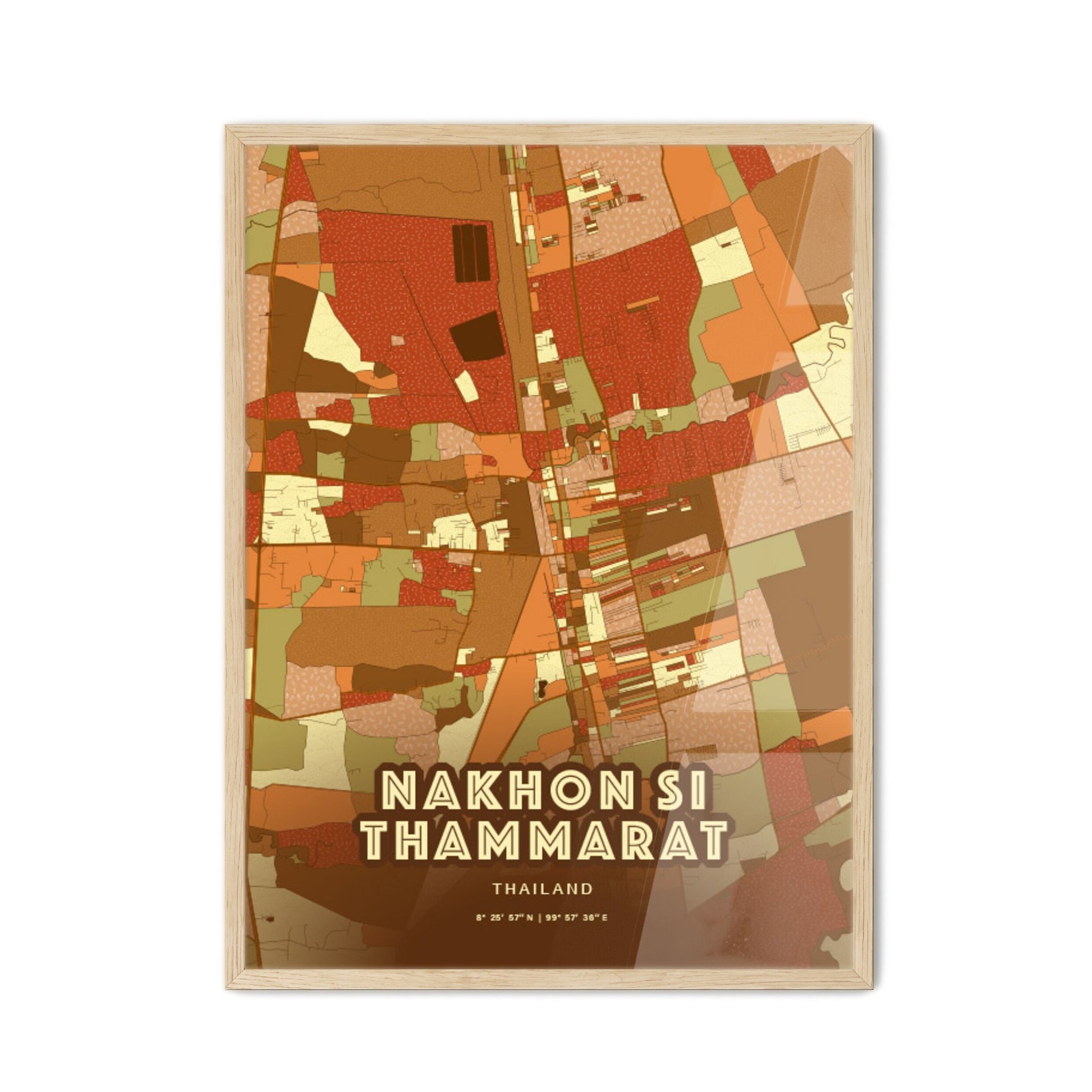 Colorful NAKHON SI THAMMARAT THAILAND Fine Art Map Farmhouse