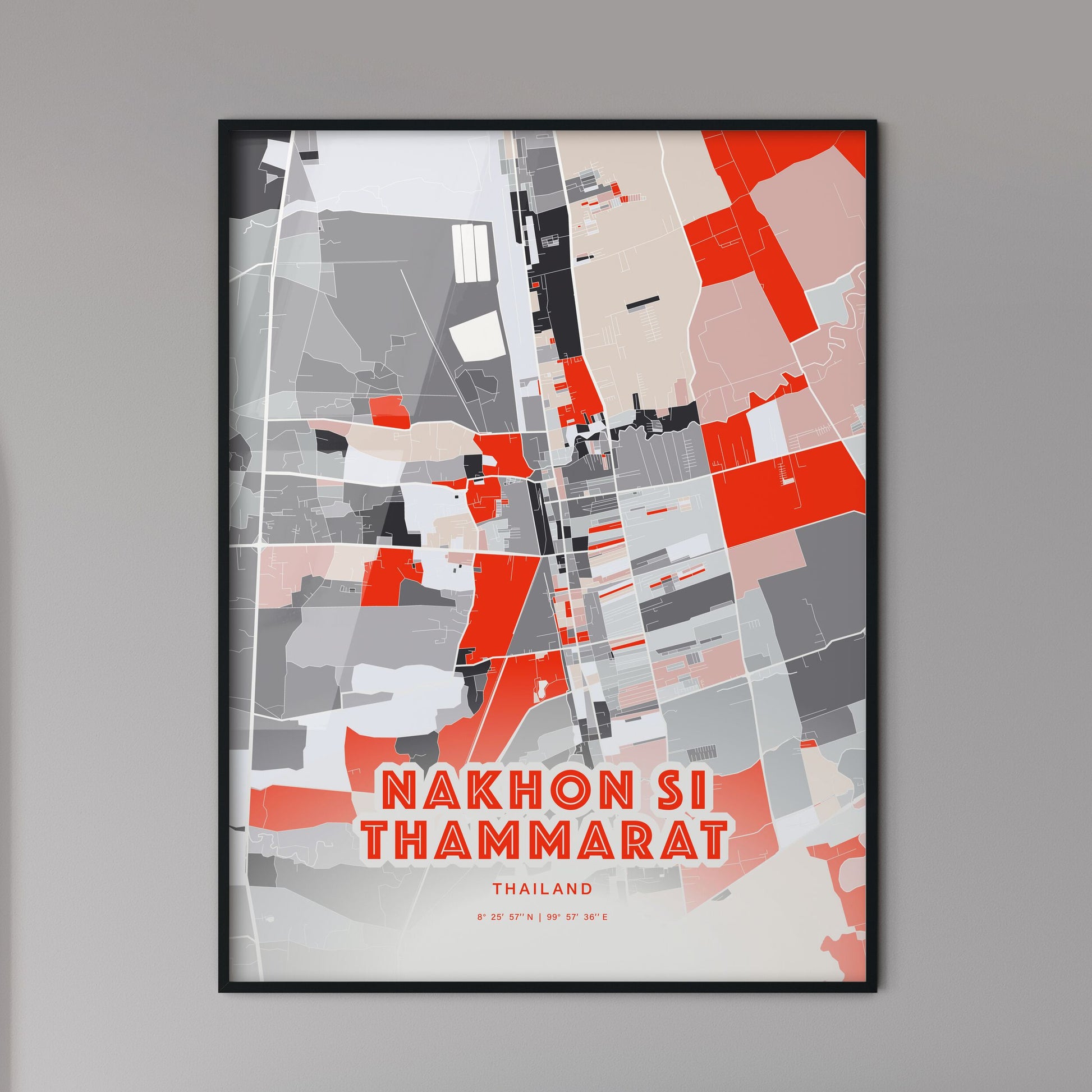 Colorful NAKHON SI THAMMARAT THAILAND Fine Art Map Modern