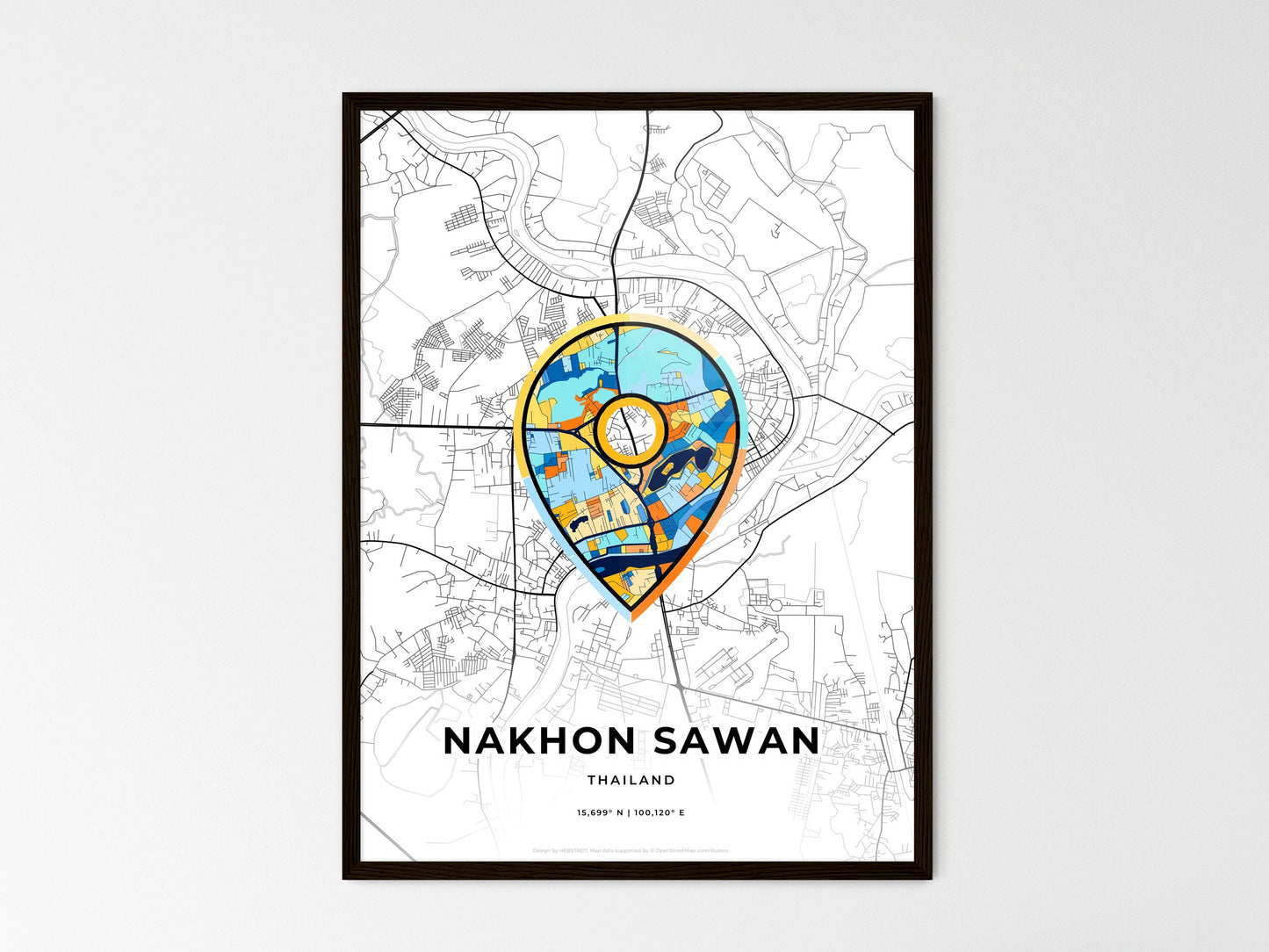 NAKHON SAWAN THAILAND minimal art map with a colorful icon. Style 1