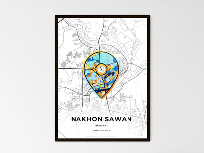 NAKHON SAWAN THAILAND minimal art map with a colorful icon. Style 1