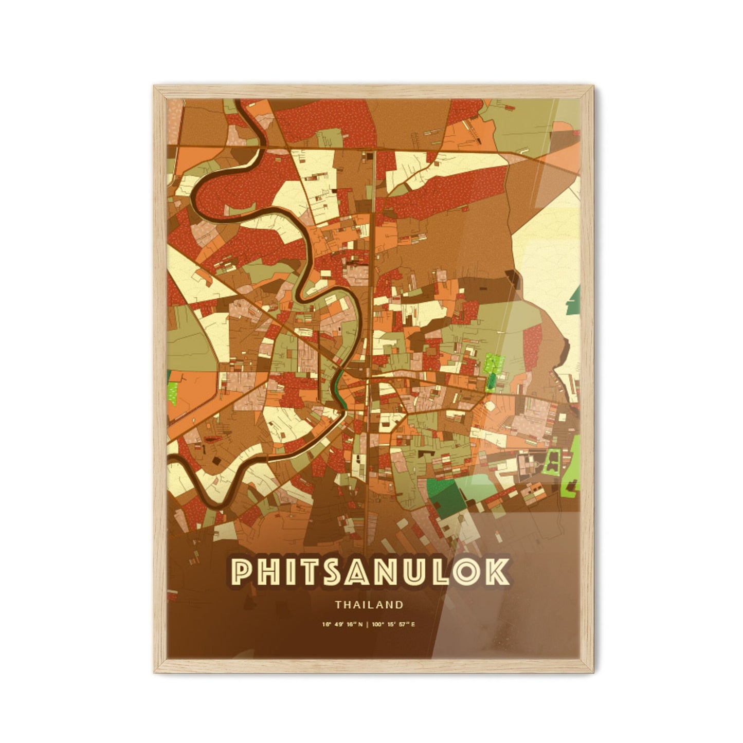 Colorful PHITSANULOK THAILAND Fine Art Map Farmhouse