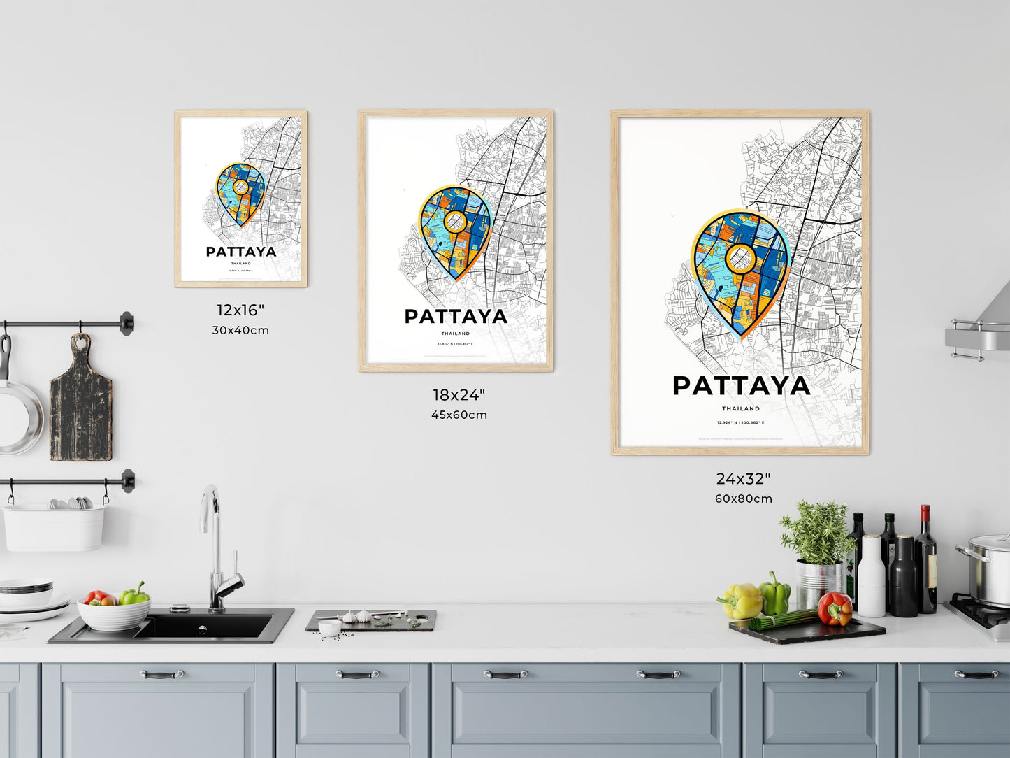 Pattaya Thailand art map size chart