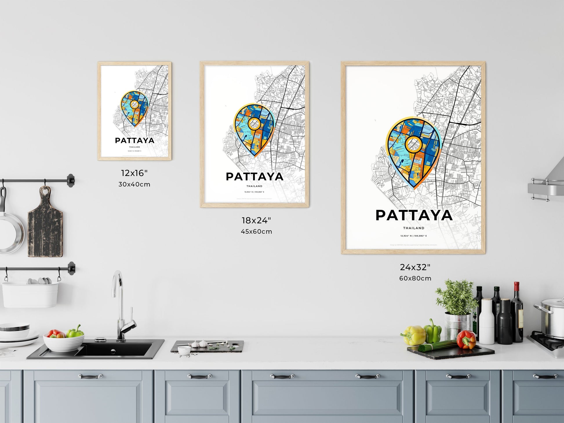 Pattaya Thailand art map size chart