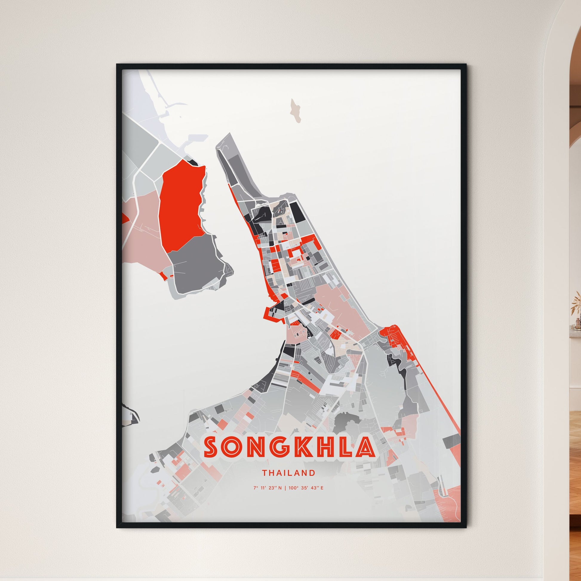 Colorful SONGKHLA THAILAND Fine Art Map Modern