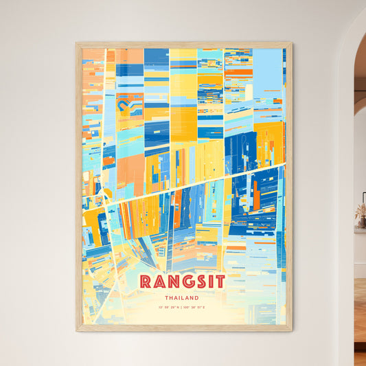 Colorful RANGSIT THAILAND Fine Art Map Blue Orange