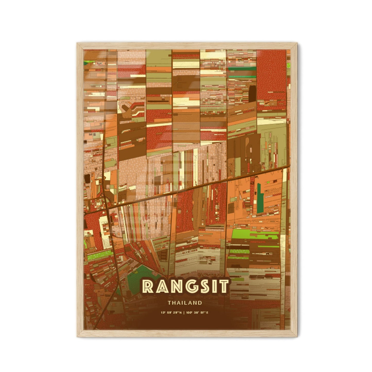 Colorful RANGSIT THAILAND Fine Art Map Farmhouse