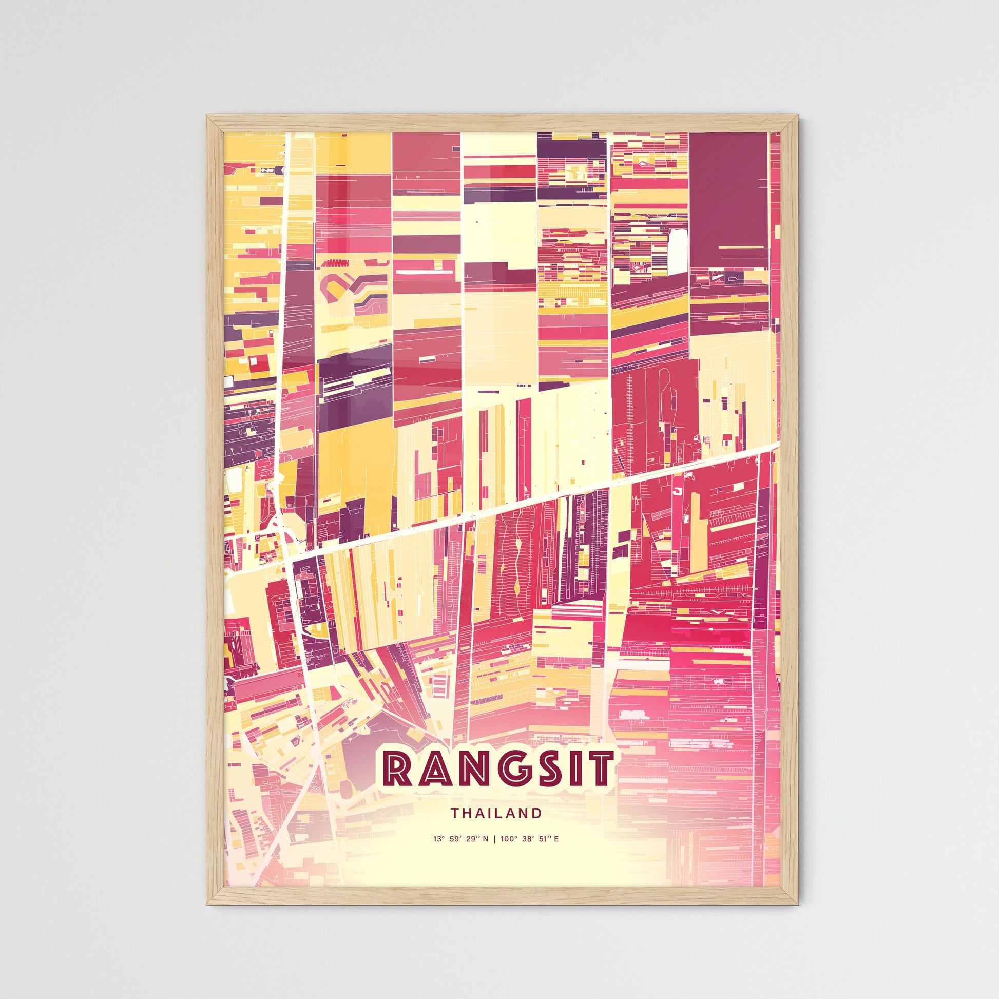 Colorful RANGSIT THAILAND Fine Art Map Hot Red