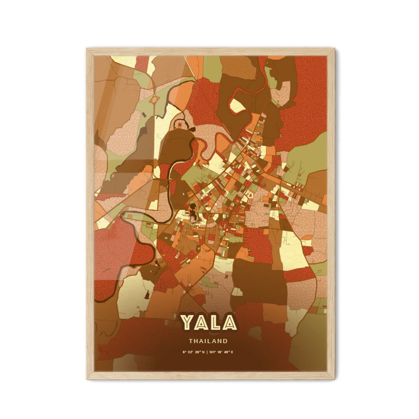 Colorful YALA THAILAND Fine Art Map Farmhouse