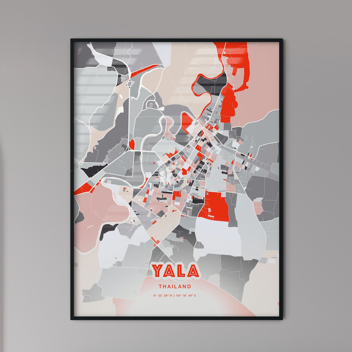 Colorful YALA THAILAND Fine Art Map Modern