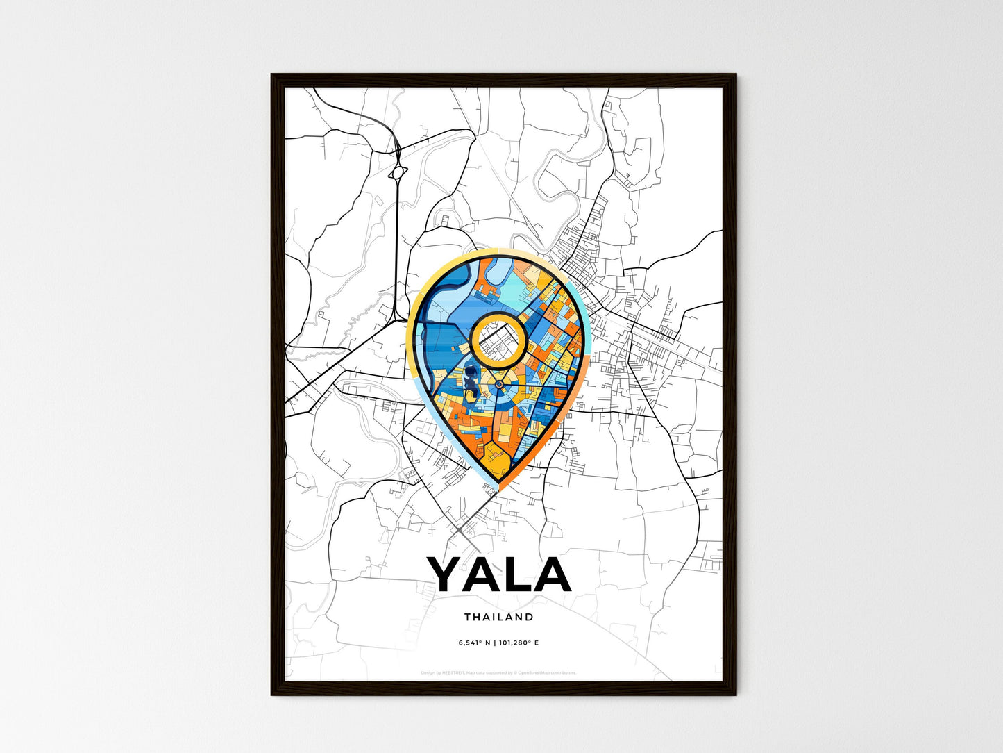Yala Thailand wedding art map with pointer icon