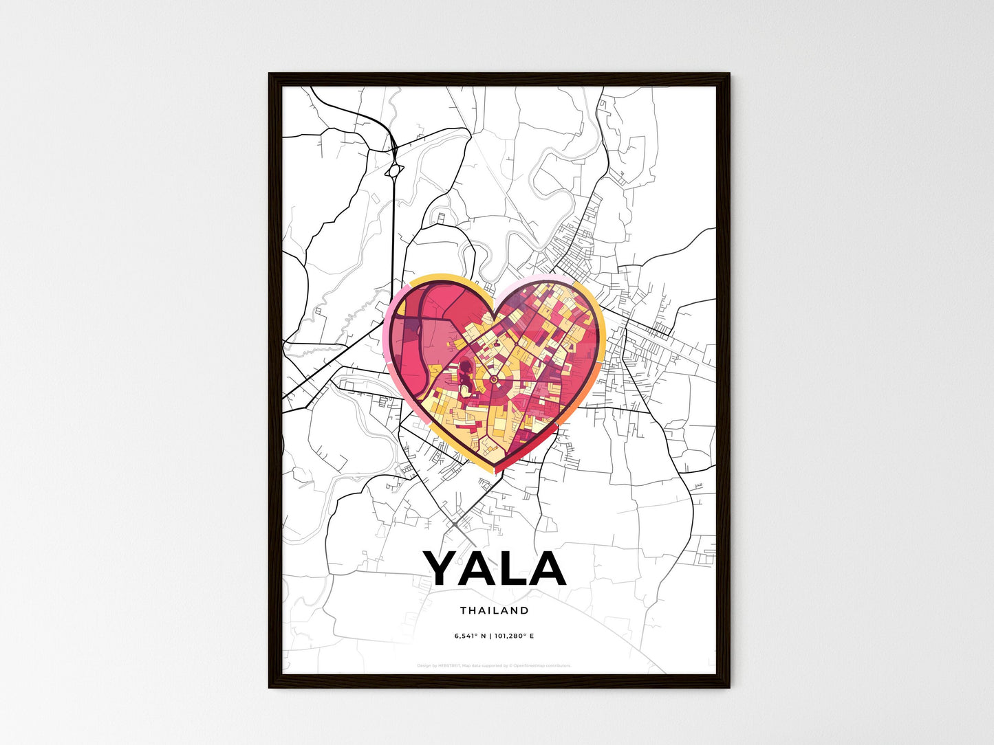 Yala Thailand wedding art map with heart icon