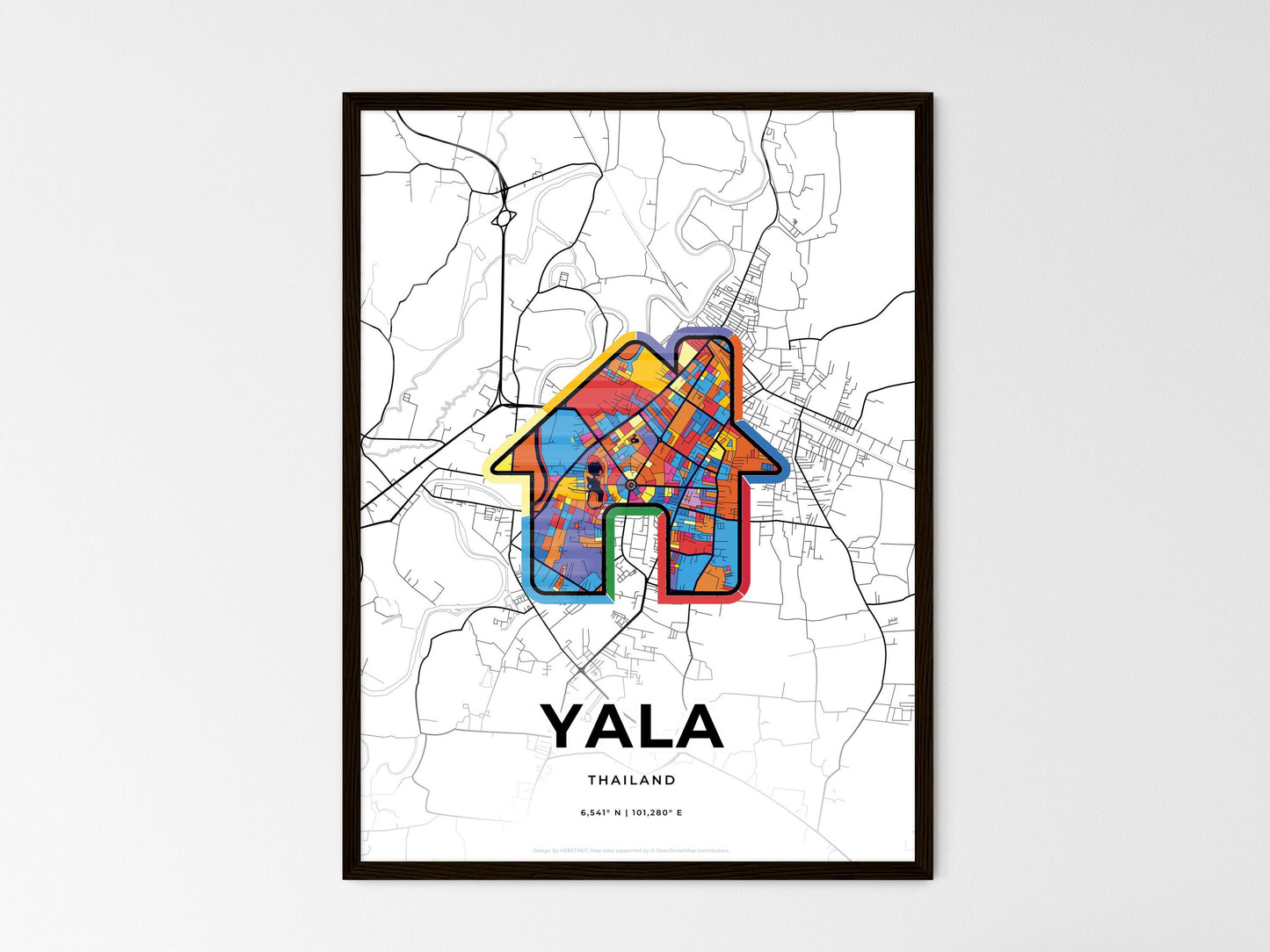 Yala Thailand wedding art map with home icon