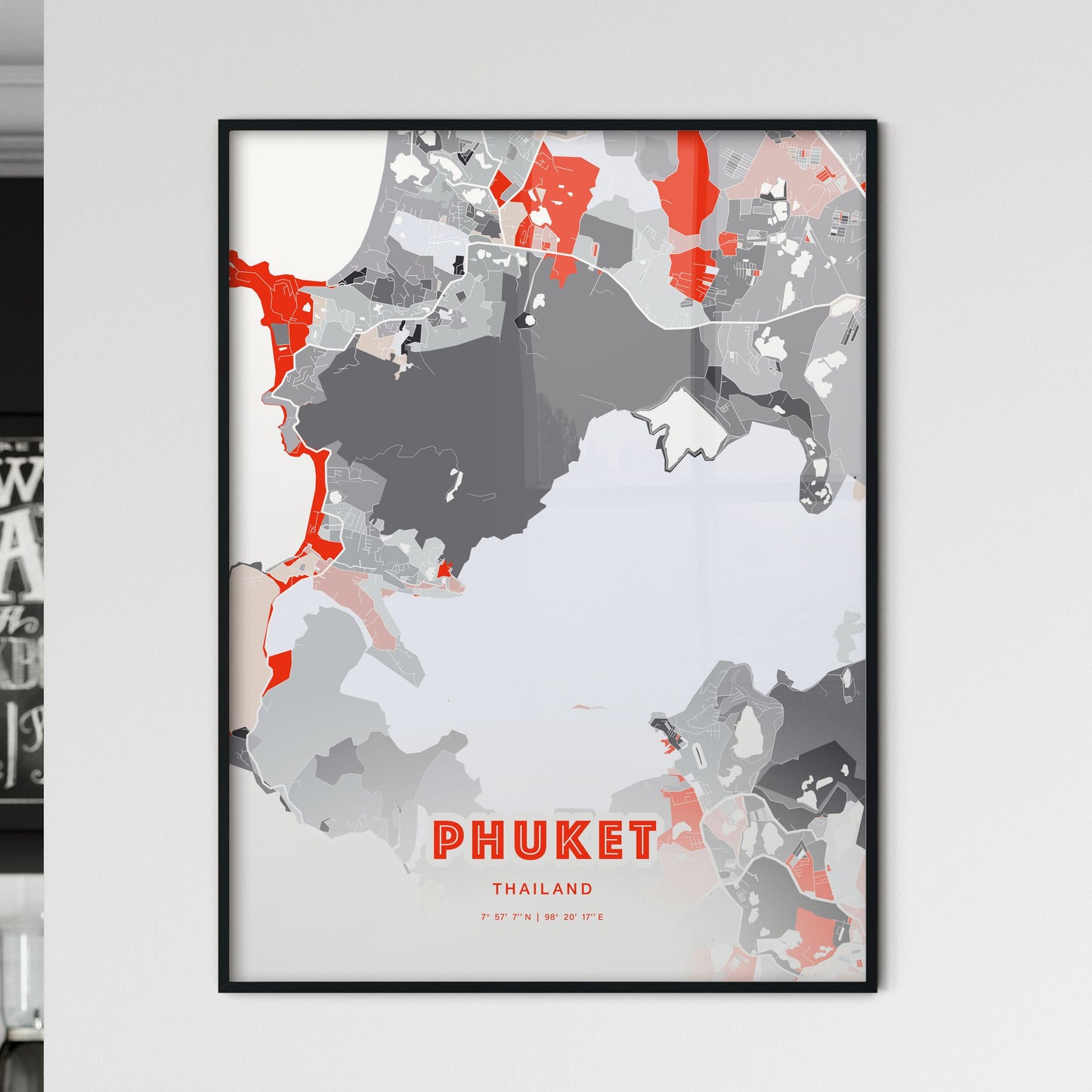 Colorful PHUKET THAILAND Fine Art Map Modern