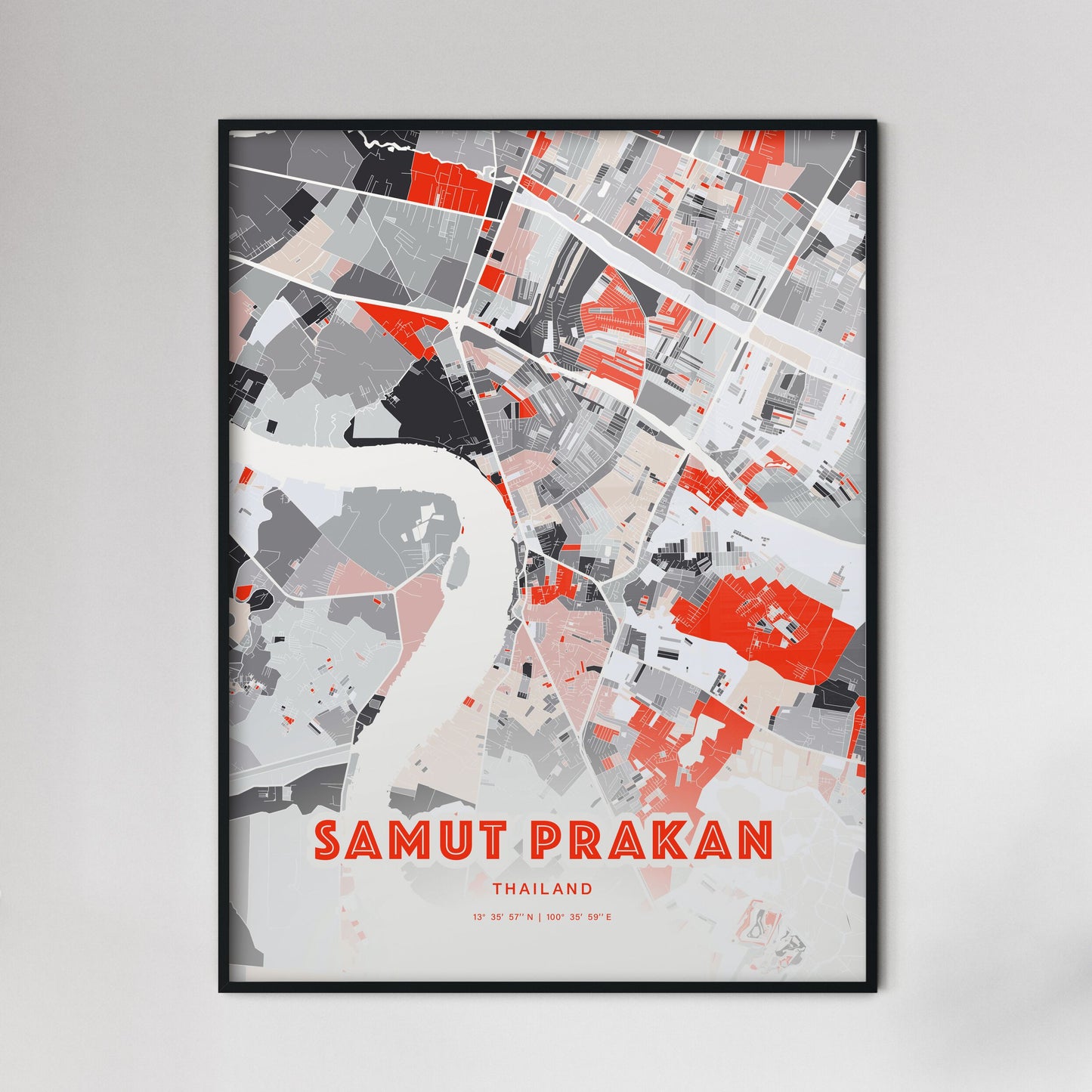 Colorful SAMUT PRAKAN THAILAND Fine Art Map Modern