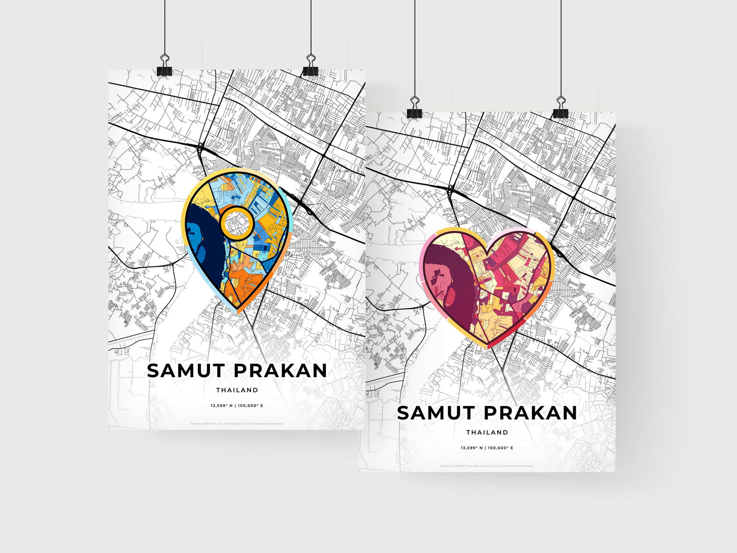 SAMUT PRAKAN THAILAND minimal art map with a colorful icon.