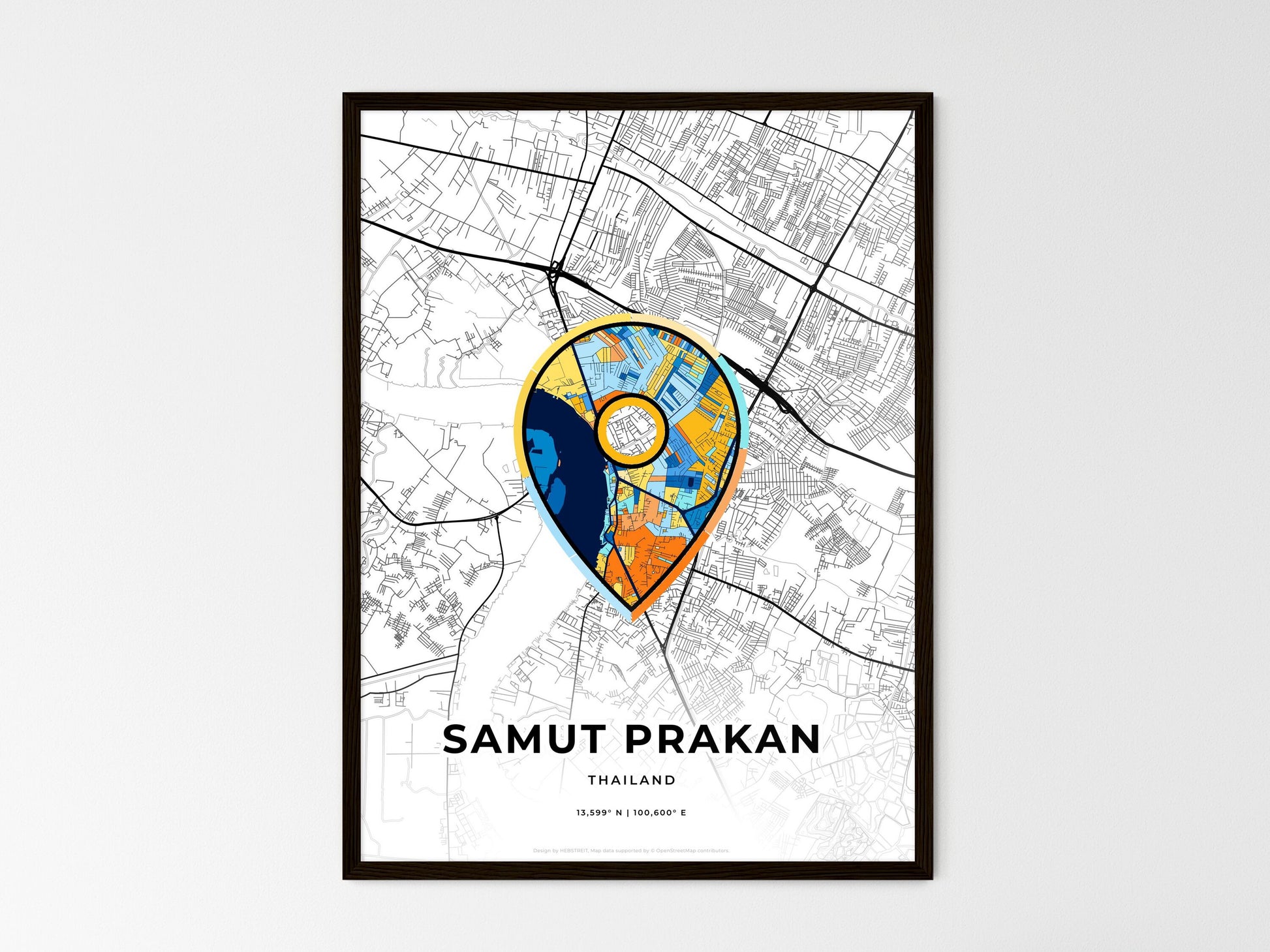 SAMUT PRAKAN THAILAND minimal art map with a colorful icon. Style 1