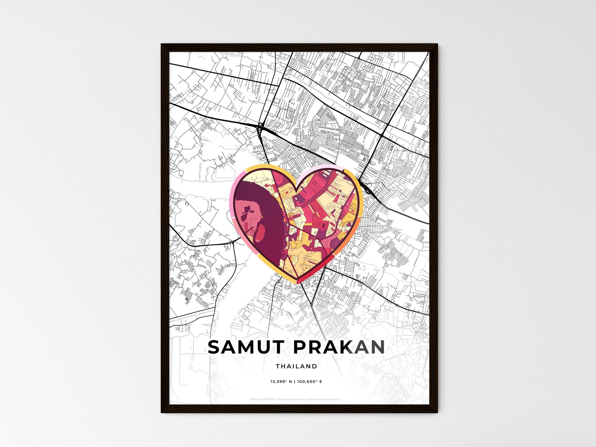 SAMUT PRAKAN THAILAND minimal art map with a colorful icon. Style 2
