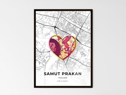SAMUT PRAKAN THAILAND minimal art map with a colorful icon. Style 2