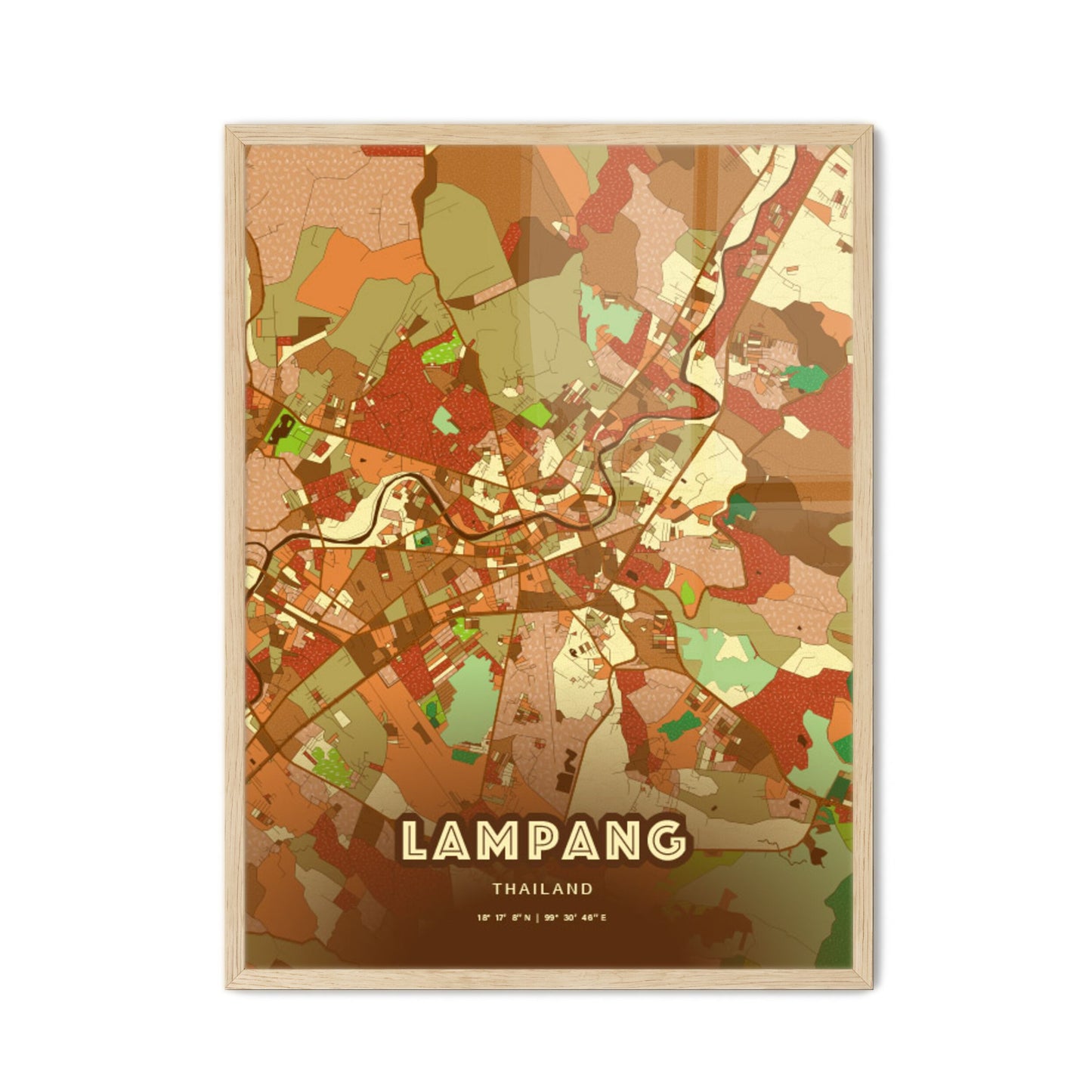 Colorful LAMPANG THAILAND Fine Art Map Farmhouse