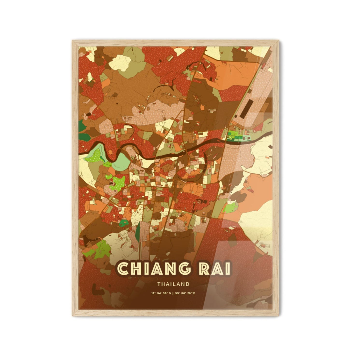 Colorful CHIANG RAI THAILAND Fine Art Map Farmhouse