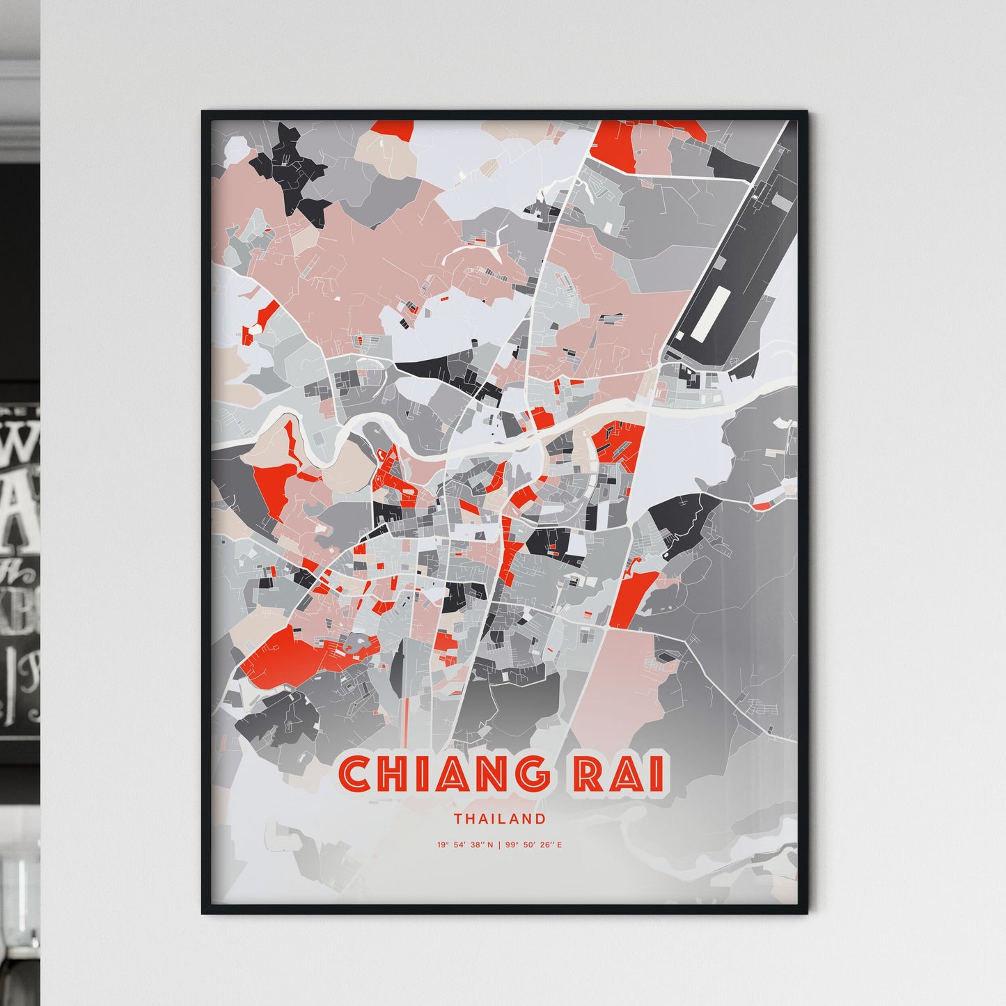 Colorful CHIANG RAI THAILAND Fine Art Map Modern