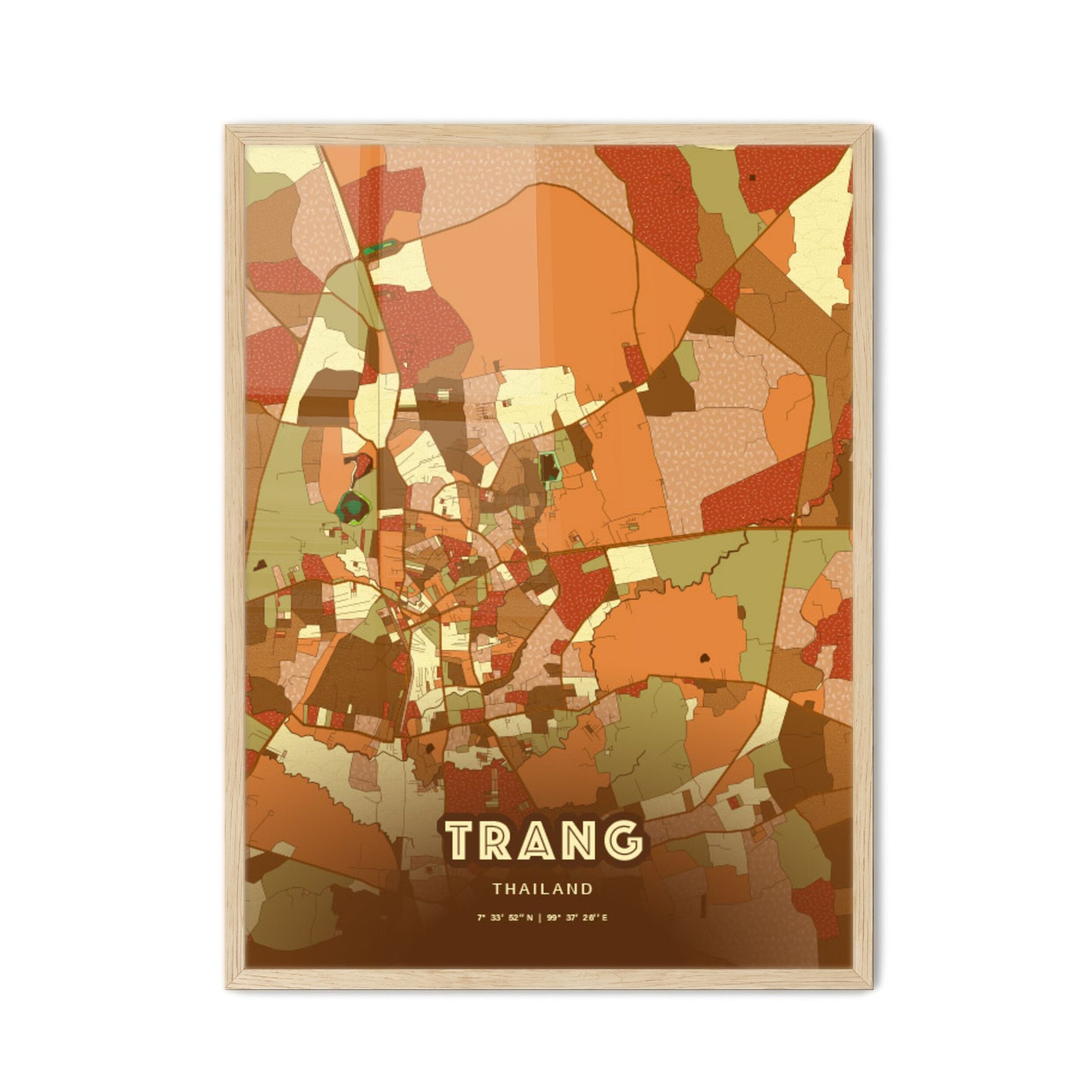 Colorful TRANG THAILAND Fine Art Map Farmhouse