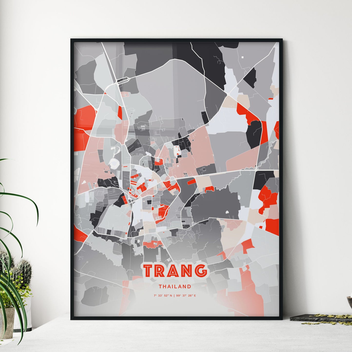 Colorful TRANG THAILAND Fine Art Map Modern