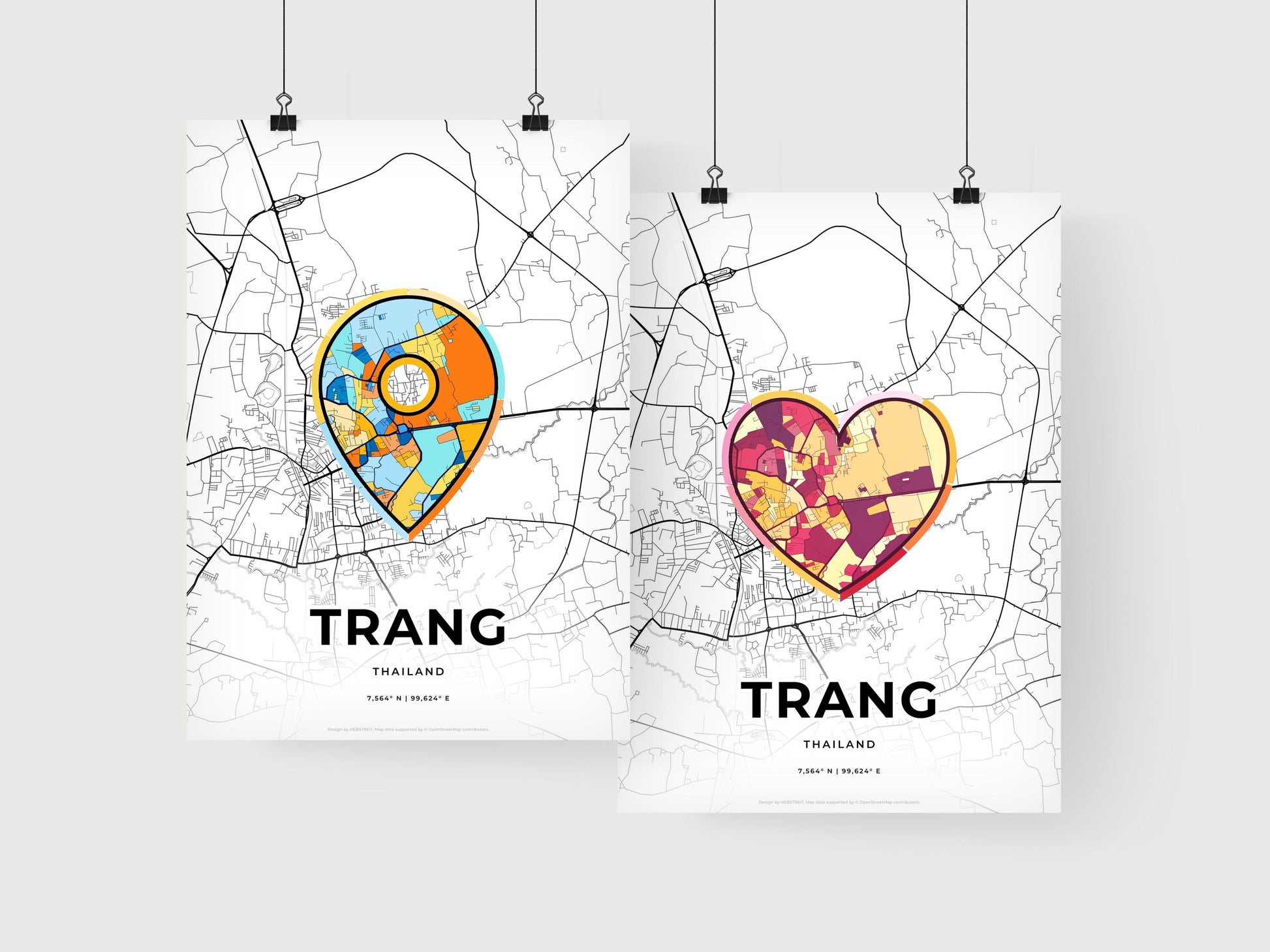 TRANG THAILAND minimal art map with a colorful icon.