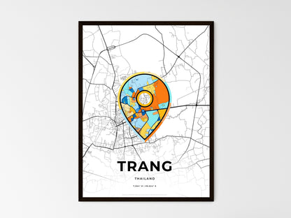 TRANG THAILAND minimal art map with a colorful icon. Style 1