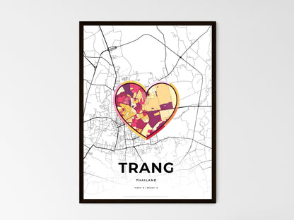 TRANG THAILAND minimal art map with a colorful icon. Style 2