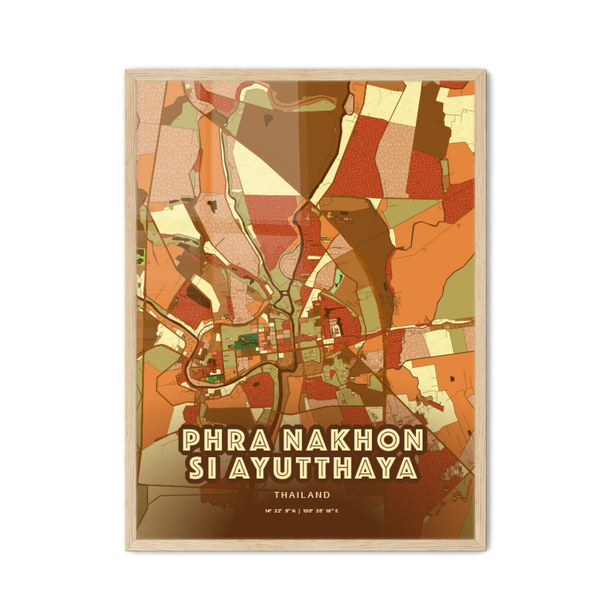 Colorful PHRA NAKHON SI AYUTTHAYA THAILAND Fine Art Map Farmhouse