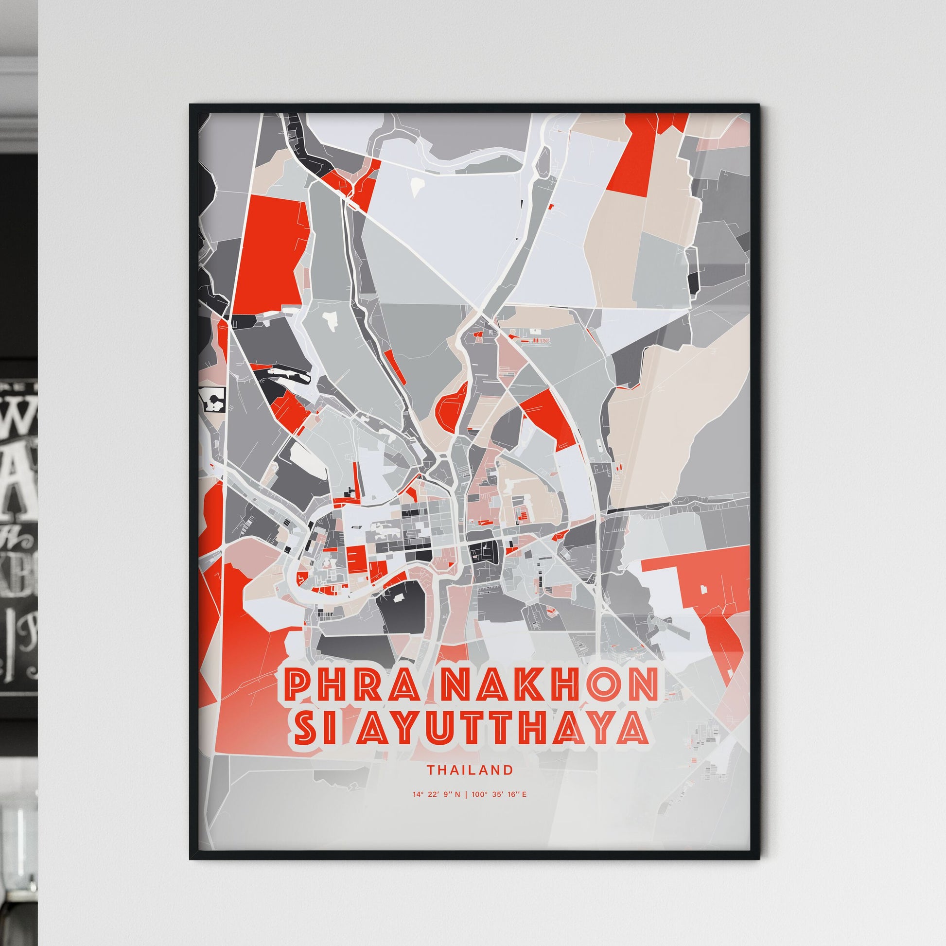 Colorful PHRA NAKHON SI AYUTTHAYA THAILAND Fine Art Map Modern