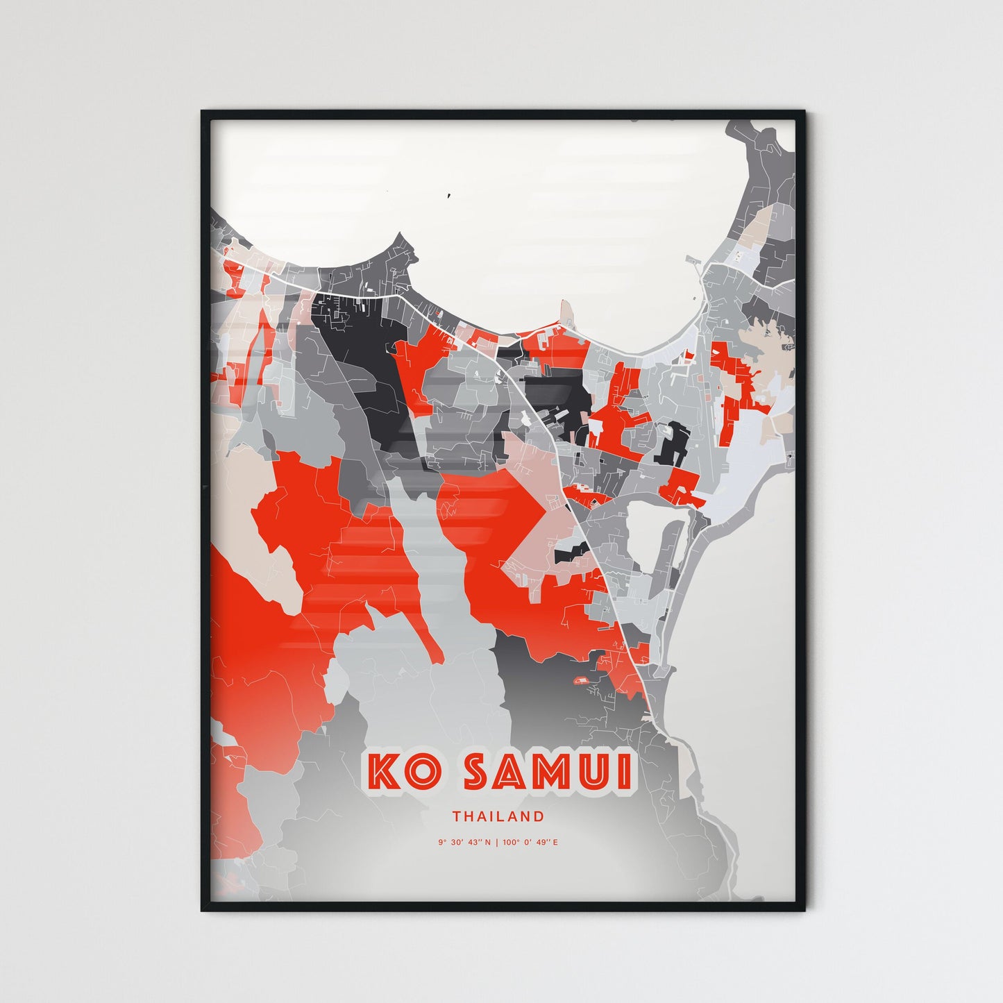 Colorful KO SAMUI THAILAND Fine Art Map Modern