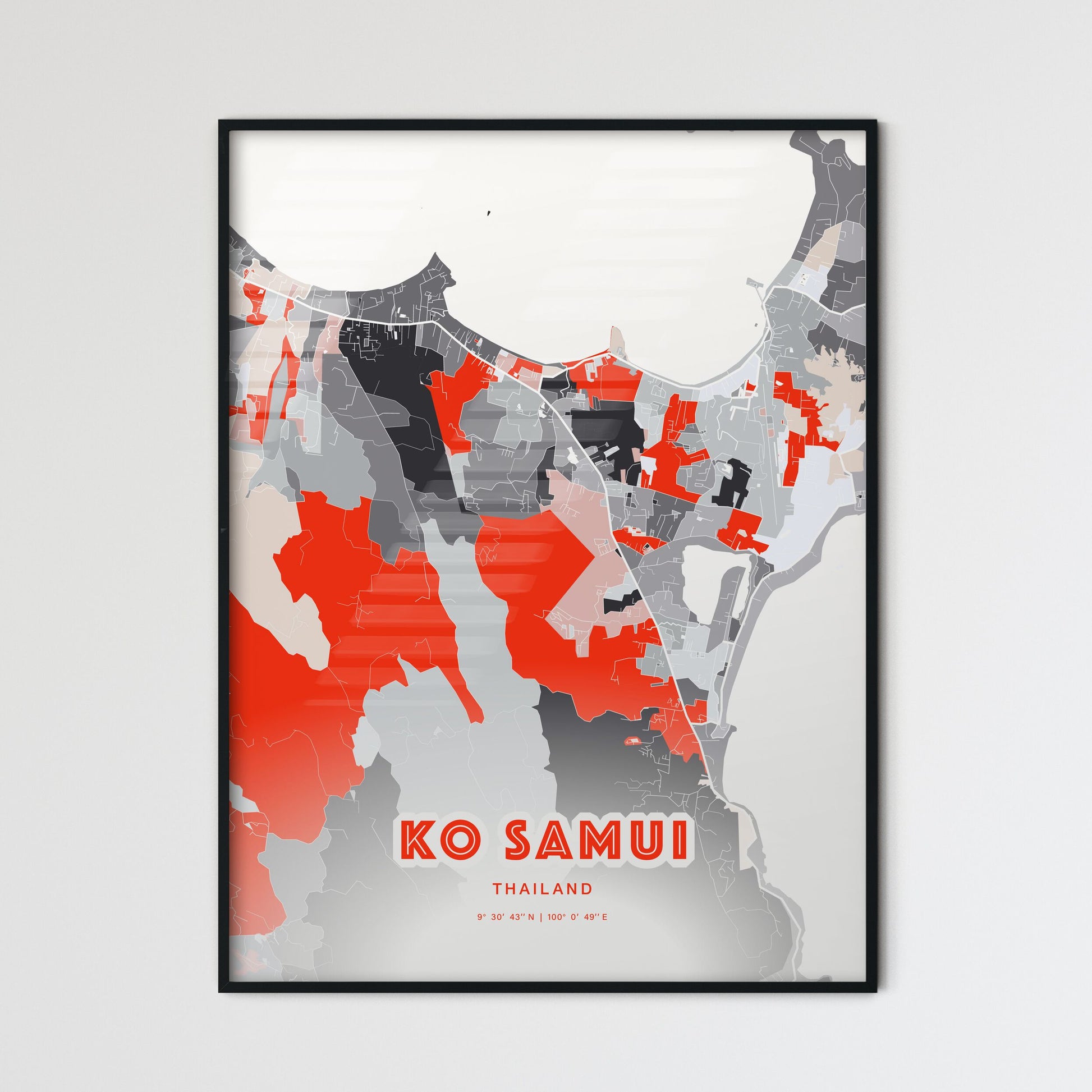 Colorful KO SAMUI THAILAND Fine Art Map Modern